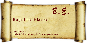 Bojsits Etele névjegykártya